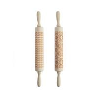 Wooden Rolling Pin With Etched Design - Selection of 2 