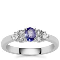 Tanzanite Ring with White Zircon in Sterling Silver 0.55ct