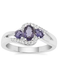 Bengal Iolite Ring with White Zircon Sterling Silver 0.75ct