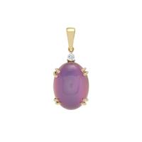 Purple Moonstone Pendant with White Zircon in 9K Gold 10.80cts