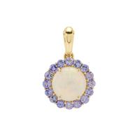 Ethiopian Opal Pendant with AA Tanzanite in 9K Gold 2.45cts