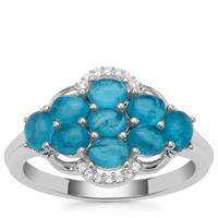 Neon Apatite Ring with White Zircon in Sterling Silver 2.30cts
