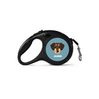 Personalised Brown Dachshund Retractable Dog Lead - (Small 5m Retractable)