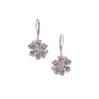 Ombre Floral Fiore Ametista Amethyst Earrings with White Topaz in Sterling Silver 1.50cts