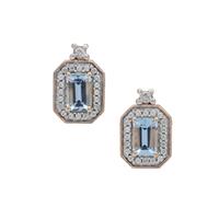 Santa Maria Aquamarine Earrings with White Zircon in 9K Gold 1.40cts