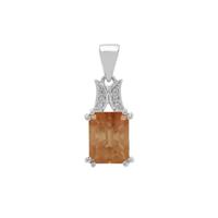 Imperial Mongolian Andesine Pendant with White Zircon in Sterling Silver 2.25cts