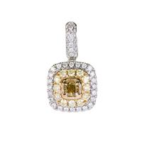 White, Yellow and Green Diamonds Pendant in 14K Two Tone Gold 0.78ct