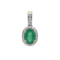 Zambian Emerald Pendant with White Zircon in 9K Gold 0.90ct