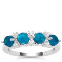 Neon Apatite Ring with White Zircon in Sterling Silver 1.55cts