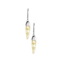 Baltic Champagne Amber Earrings  in Sterling Silver  (22x6.5mm)