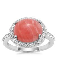 Pink Lady Opal Ring with White Topaz in Sterling Silver 3.58cts