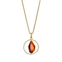Baltic Cherry Amber Slider Necklace in Gold Tone Sterling Silver