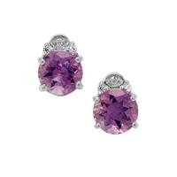 Moroccan Amethyst Earrings with White Zircon in Sterling Silver 2.55cts
