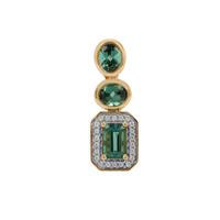 Royal Indigolite Pendant with White Zircon in 9K Gold 1.35cts