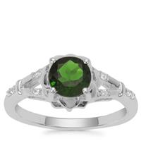 Chrome Diopside Ring with White Zircon in Sterling Silver 1.07cts