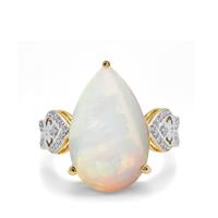 Ethiopian Opal Ring with Diamond in 18K Gold 7.35cts 