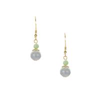 Blue & Green Type A Jadeite Earrings in Gold Tone Sterling Silver 7.80cts