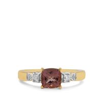 Rosé Apatite Ring with White Zircon in 9K Gold 1.20cts