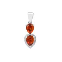 Madeira Citrine Pendant with White Zircon in Sterling Silver 1.97cts