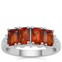 Madeira Citrine Ring with White Zircon in Sterling Silver 2.03cts