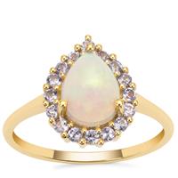 Ethiopian Opal Ring with AA Tanzanite in 9K Gold 1.65cts