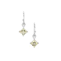 Serenite Earrings with White Zircon in Sterling Silver 3.20cts