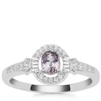 Mogok Silver Spinel Ring with White Zircon in Sterling Silver 0.64ct