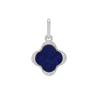 Sar-i-Sang Lapis Lazuli Pendant with White Zircon in Sterling Silver 4.75cts