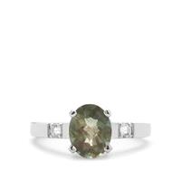 Colour Change Andesine Ring with White Topaz in Sterling Silver 1.84cts