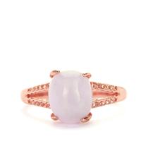 Type A Lavender Jadeite Ring with White Topaz in Rose Gold Tone Sterling Silver 3.58cts