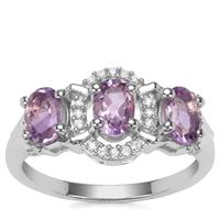 Moroccan Amethyst Ring with White Zircon in Sterling Silver 1.40cts