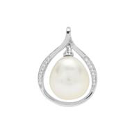 South Sea Cultured Pearl Pendant with Diamond in 18K White Gold (13mm)