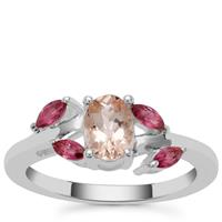 Zambezia Morganite Ring with Oyo Pink Tourmaline in Sterling Silver 0.94ct
