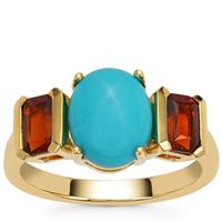Sleeping Beauty Turquoise Ring with Madeira Citrine in Gold Plated Sterling Silver 3.05cts