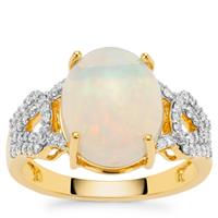 Ethiopian Opal Ring with Diamond in 18K Gold 3.95cts