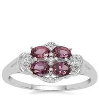 Burmese Spinel Ring with White Zircon in Sterling Silver 1cts