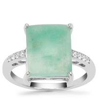 Gem-Jelly™ Aquaprase™ Ring with White Zircon in Platinum Plated Sterling Silver 5.10cts