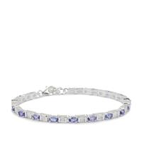 Tanzanite Bracelet with White Zircon in Sterling Silver 6.67cts
