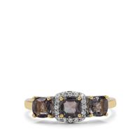 Burmese Grey Spinel Ring with White Zircon in 9K Gold 1.75cts