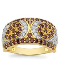 Purple Diamonds Ring with White Diamonds in 9K Gold 1.15cts