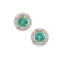 Botli Green Apatite Earrings with White Zircon in 9K Gold 1.55cts