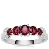 Rajasthan Garnet Ring with White Zircon in Sterling Silver 1.20cts
