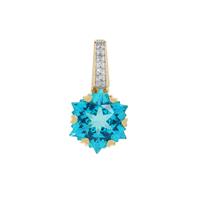 Wobito Snowflake Cut Batalha Topaz Pendant with Diamond in 9K Gold 5.60cts