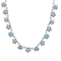 Sky Blue Topaz Necklace with White Topaz in Platinum Plated Sterling Silver 19.90cts