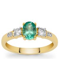 Botli Apatite Ring with White Zircon in 9K Gold 1.10cts