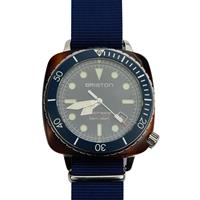 Diver Pro Blue Dial Actetate Blue Nato Strap Watch in Stainless Steel