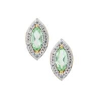 Paraiba Tourmaline Earrings with White Zircon in 9K Gold 0.55ct