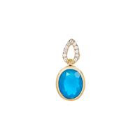 Ethiopian Paraiba Blue Opal Pendant with White Zircon in 9K Gold 1.78cts