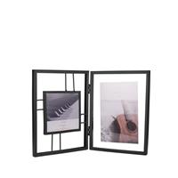 Double Folding Photo Frame in Black Finish
