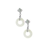 Type A Burmese Jadeite Earrings with in Sterling Silver 16.20cts